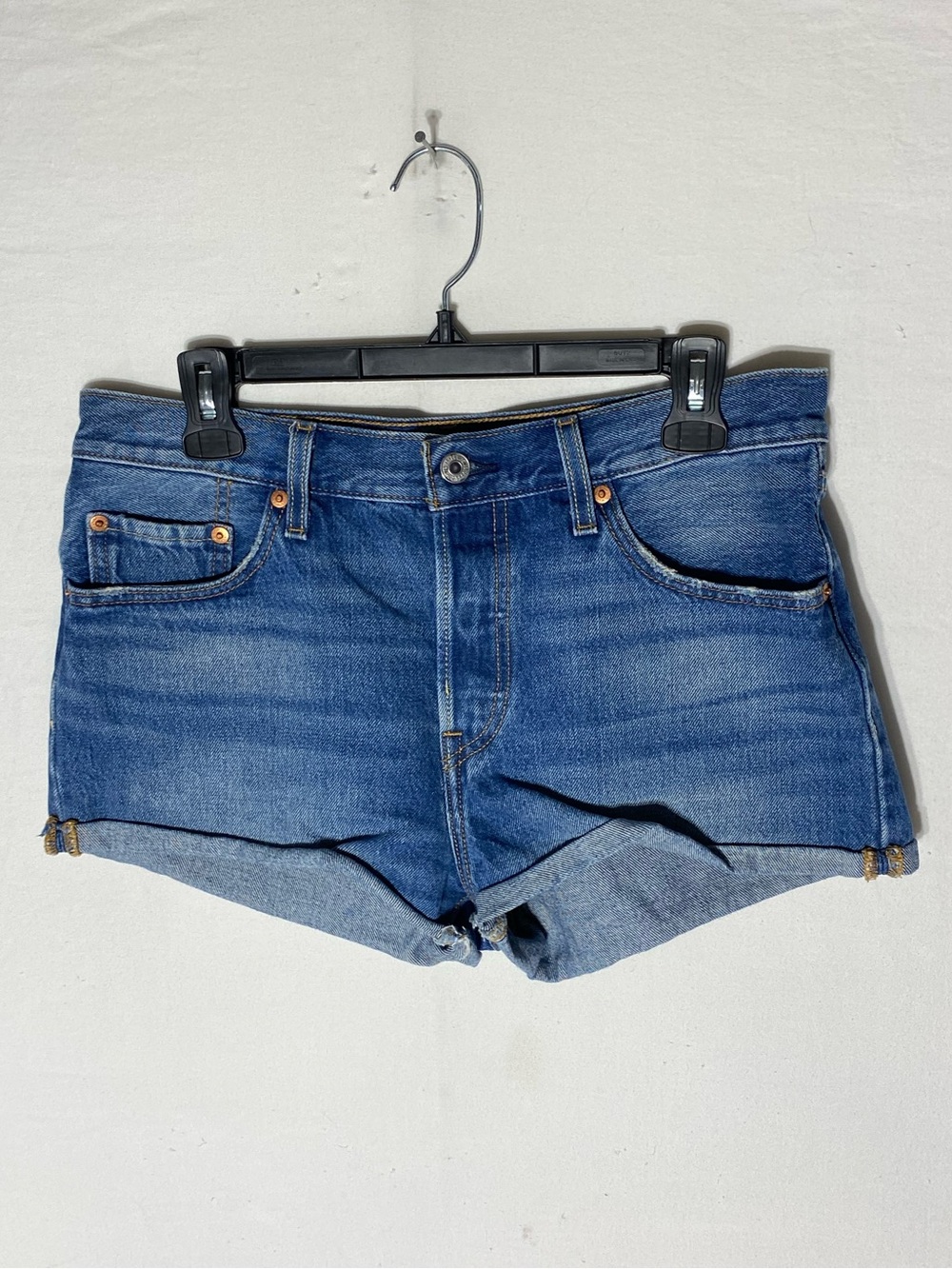 Levi’s 501 Med Wash Rolled Hem Denim Jean Shorts 29 Festival Retro Boho Normcore